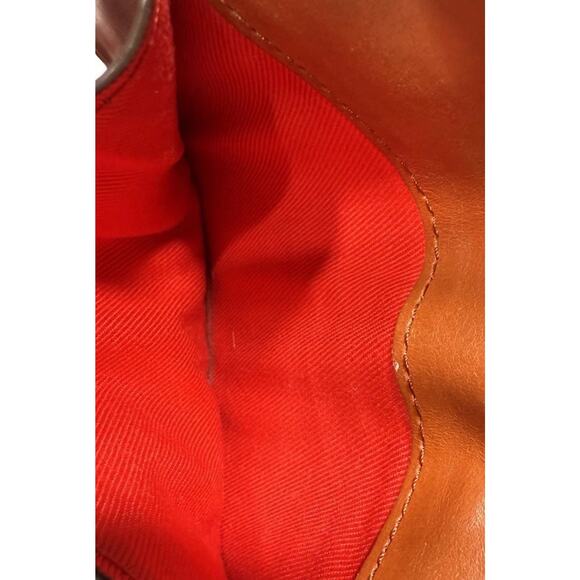 Dooney & Bourke Wallet Pebbled Leather Card Holder Orange Cognac Logo Plate EUC - Picture 5 of 5